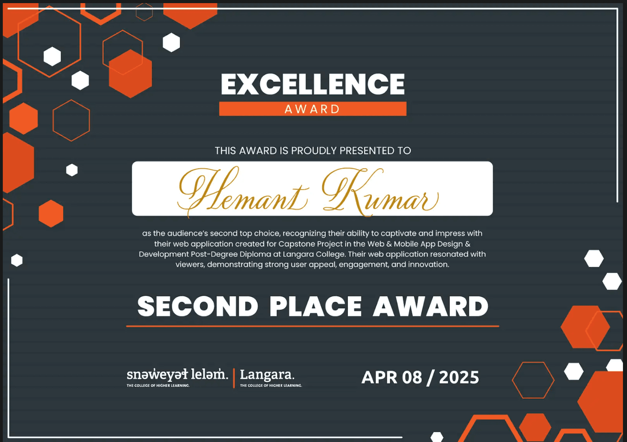 Safe Milo Capstone Winner