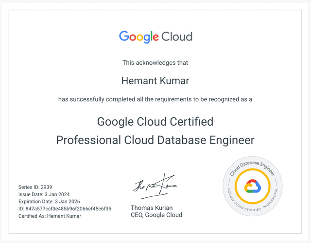 GCP Professional Database Engineer