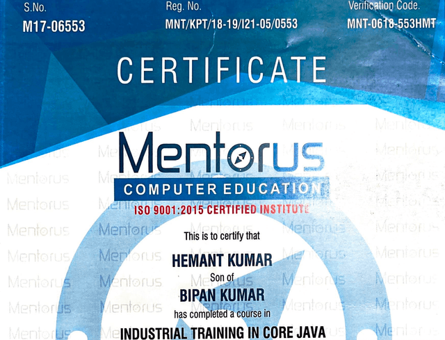 Industrail Training in Core Java